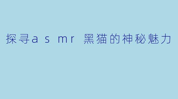 探寻asmr黑猫的神秘魅力