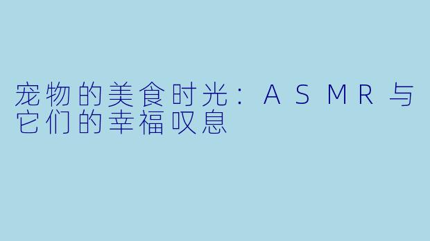宠物的美食时光：ASMR与它们的幸福叹息