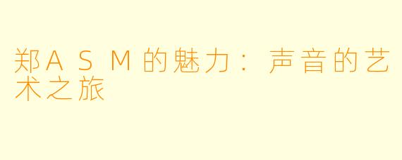 郑ASM的魅力：声音的艺术之旅