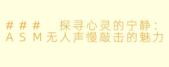 ### 探寻心灵的宁静：ASM无人声慢敲击的魅力