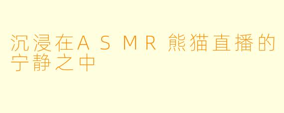 沉浸在ASMR熊猫直播的宁静之中
