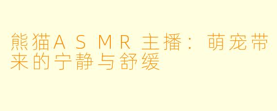 熊猫ASMR主播:萌宠带来的宁静与舒缓