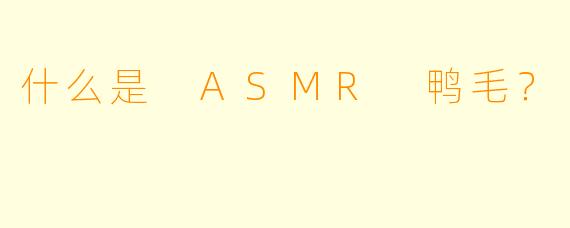 什么是 ASMR 鸭毛?
