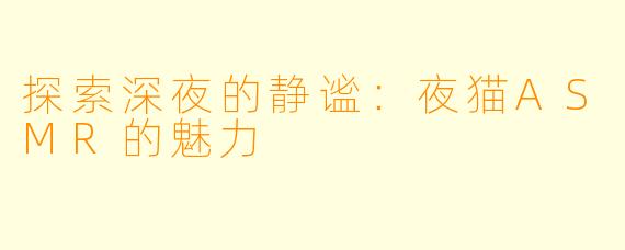 探索深夜的静谧：夜猫ASMR的魅力