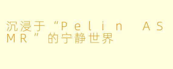 沉浸于“Pelin ASMR”的宁静世界