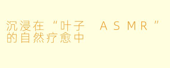 沉浸在“叶子 ASMR”的自然疗愈中
