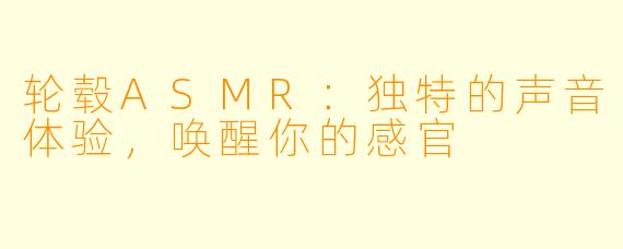 轮毂ASMR：独特的声音体验，唤醒你的感官