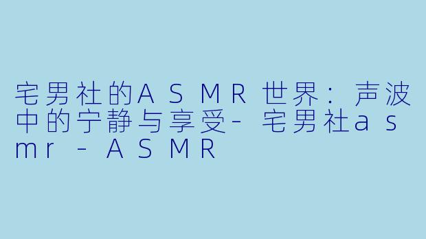 宅男社的ASMR世界：声波中的宁静与享受-宅男社asmr-ASMR