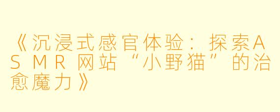 《沉浸式感官体验：探索ASMR网站“小野猫”的治愈魔力》