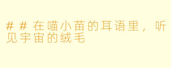 ##在喵小苗的耳语里,听见宇宙的绒毛